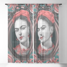 ICONIC Famous Ladies Collection oi11-02 Contemporary Eclectic Modern Victorian Digital Artwork Sheer Curtain