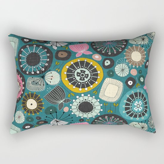 blooms teal Rectangular Pillow