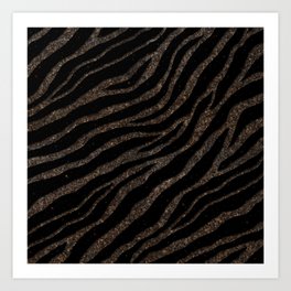 Ripped SpaceTime Stripes - Glitter Brown Art Print