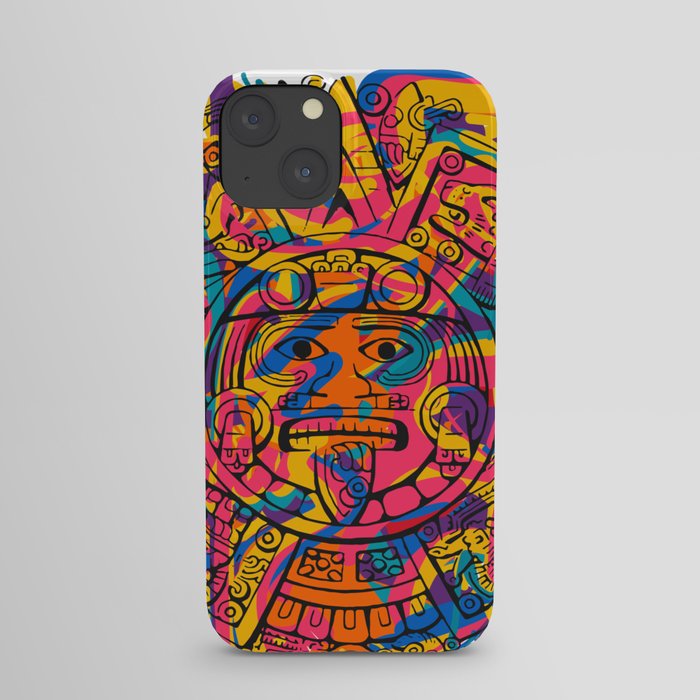 Aztec Disc Graffiti Abstract Pop Art Colourful iPhone Case