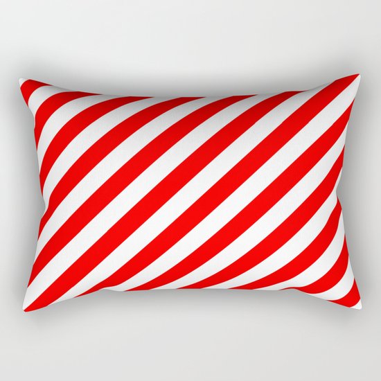 Diagonal Stripes (Red/White) Rectangular Pillow