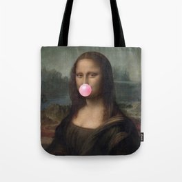 Mona Lisa Bubble Gum Smile Tote Bag