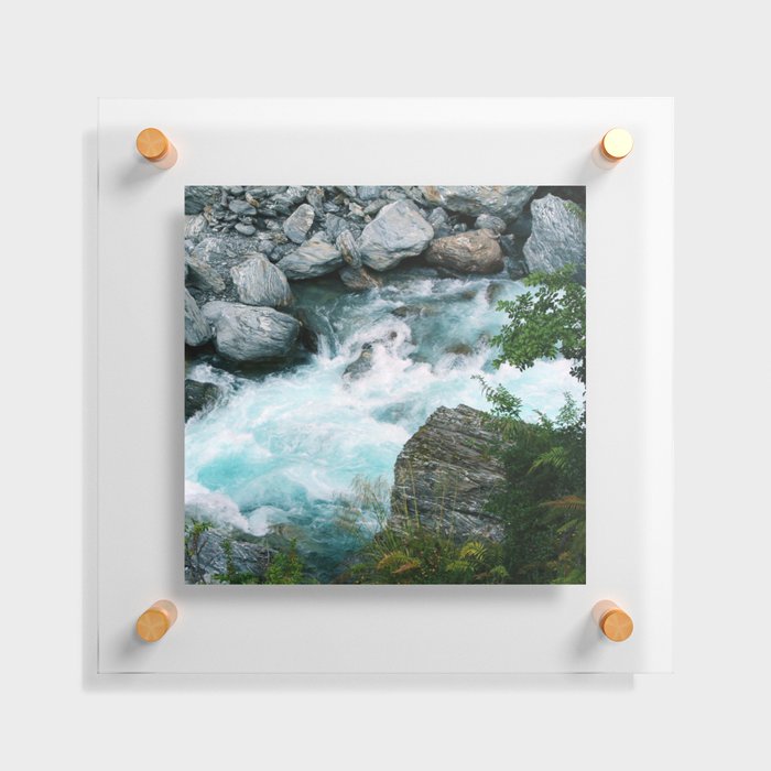 New Zealand Photography - Beautiful River Going Through The Nature Floating Acrylic Print