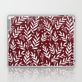 Festive branches - burgundy Laptop Skin