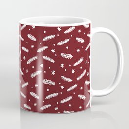 Christmas branches and stars - red and white Mug