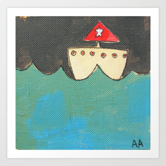 Red Sailboat Art Print