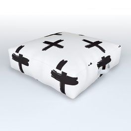 Swiss Cross in Black + White Outdoor Floor Cushion | Paint, Swisscross, Modern, Modernnursery, Blackwhitenurery, Math, Geometric, Contemporary, Painting, Plussign 