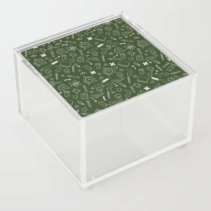 Back to School - Green-White Pattern Acrylic Box
