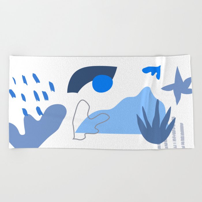 Blue Beach Vibes Matisse Inspired Beach Towel