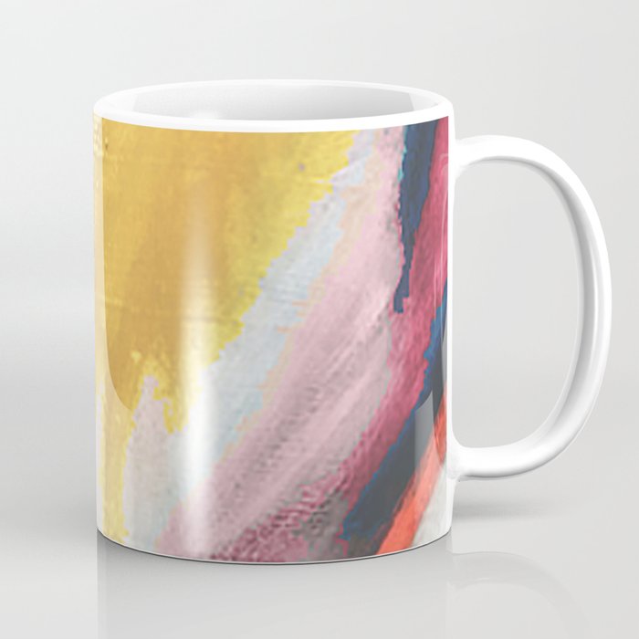 Ambition: a colorful abstract piece in bold yellow, blue, pink, red, and gold Coffee Mug