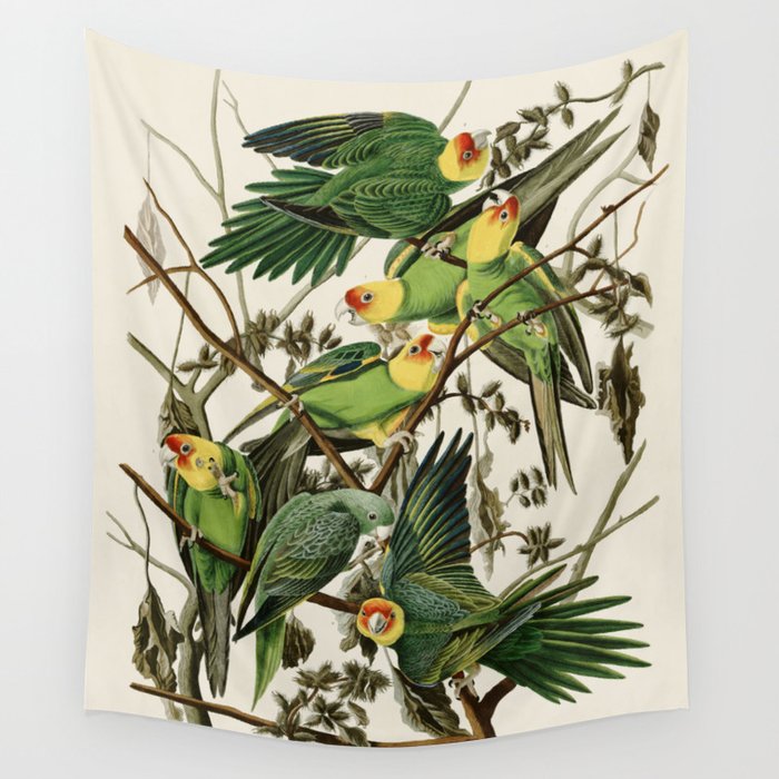 Carolina Parrot - John James Audubon's Birds of America Print Wall Tapestry