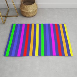 Colotful Rainbow & Blue color stripes pattern  Rug