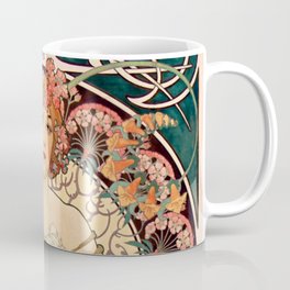 Mucha Daydream Art Nouveau Edwardian Woman Floral Portrait Coffee Mug