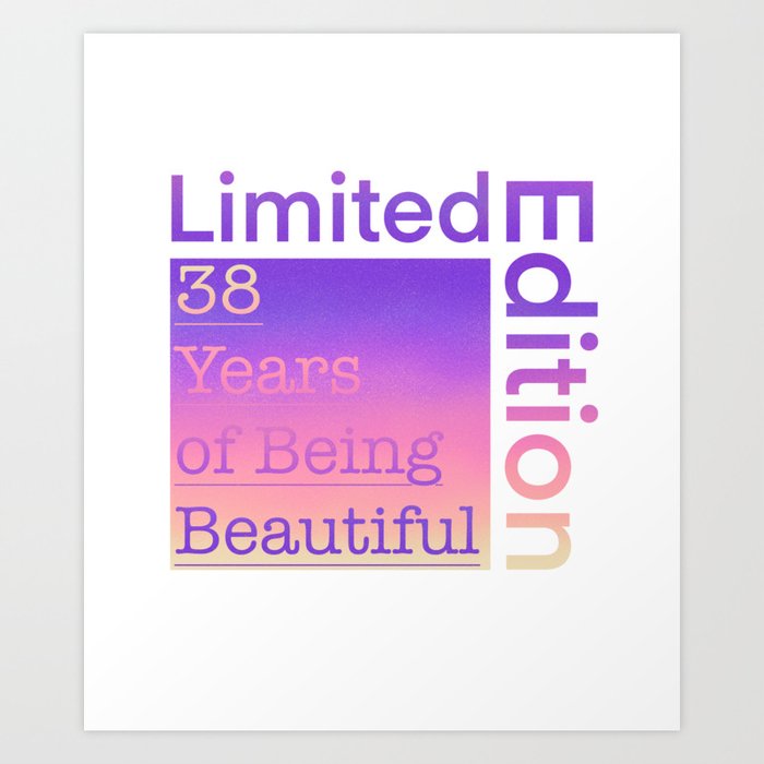 38 Year Old Gift Gradient Limited Edition 38th Retro Birthday Art Print
