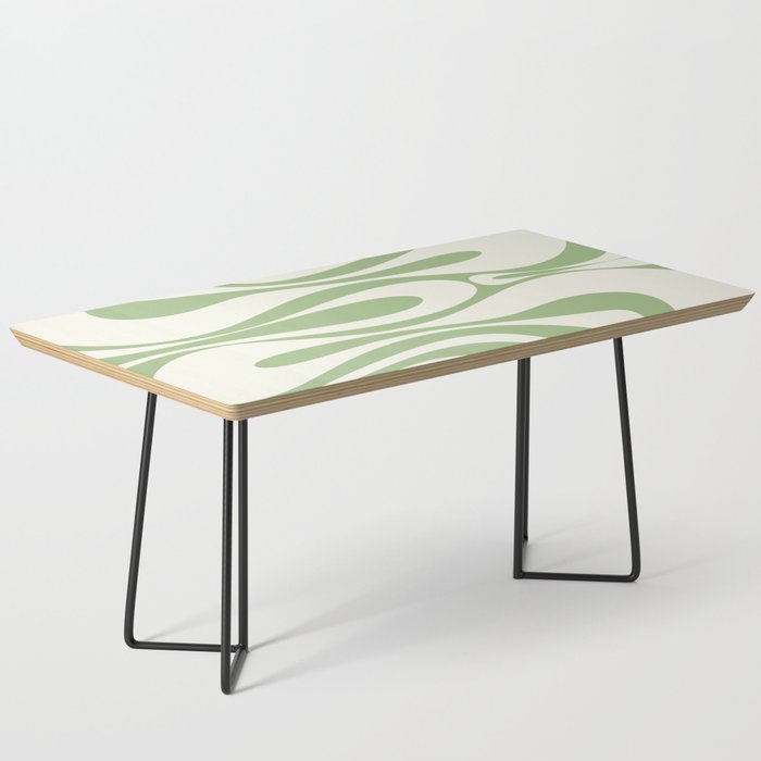 Mod Thang Retro Modern Abstract Pattern Light Sage Green and Cream Coffee Table