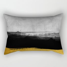 Black and Gold grunge stripes on modern grey concrete abstract backround I - Stripe - Striped Rectangular Pillow