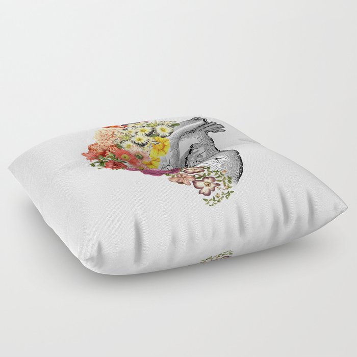 Flower Heart Spring White Floor Pillow