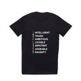 Italian Flag Colors Intelligent Tough Ambitious Lovable T Shirt