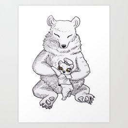 Mother Grizzly and Cub Art Print