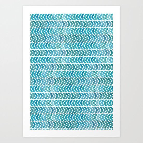 Light Blue Aztec Chevrons. Art Print