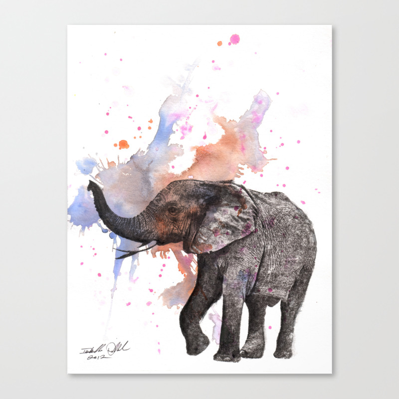 Dancing Elephant Painting Canvas Print By Idillard Society6