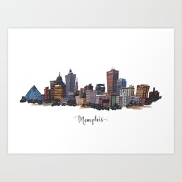Memphis, Tennessee Skyline Fine Art Giclee Print Art Print