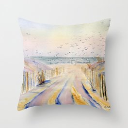 Winter Morning in Ocean City Maryland  Throw Pillow