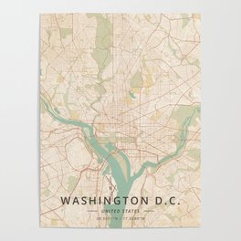 Washington D.C., United States - Vintage Map Poster