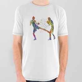 muay thai karate in watercolor All Over Graphic Tee