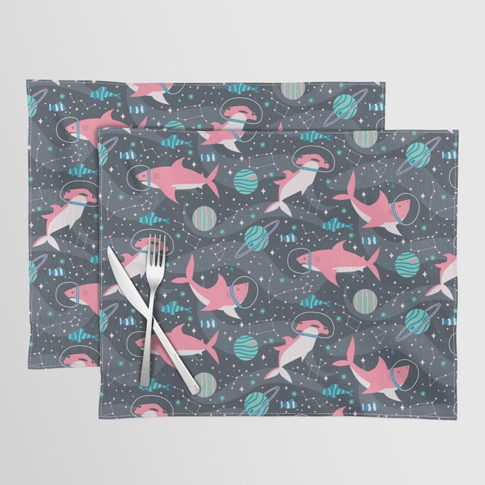 Pink Space Sharks Placemat