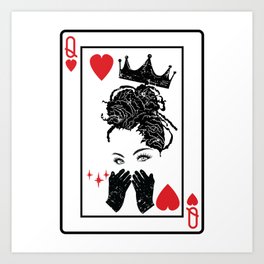 Black Queen Of Hearts Blackjack Cards Poker Couple Art Print