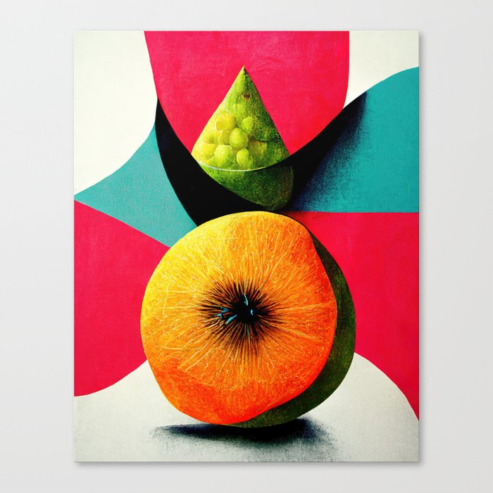 Inner Fruit - Abstract Minimalist Digital Retro Poster Art Canvas Print