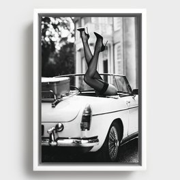 Head over heels stockings and lace high heel female model portrait black and white photograph - photography - photographs Framed Canvas