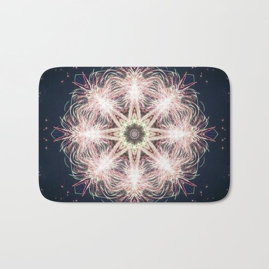 New year colorful sparkly fireworks mandala Bath Mat