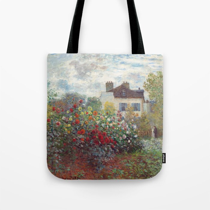 Claude Monet - The Artist's Garden in Argenteuil, A Corner of the Garden with Dahlias Tote Bag