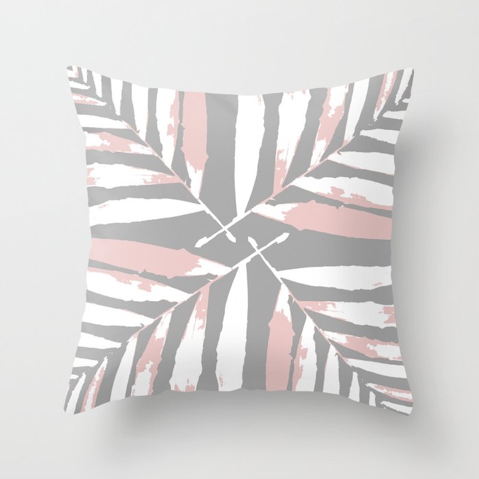 Geometric White pink on light-grey Throw Pillow
