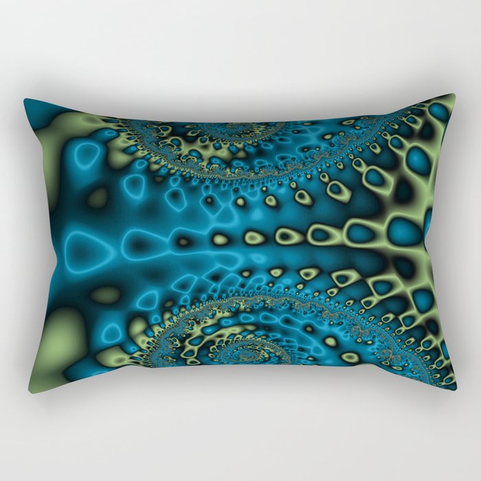 Bioluninescence #2 Rectangular Pillow | Graphic-design, Digital, Fractal-art, Fractal, Interior-design, Global-style, Bioluminescence, Blue-and-green, Nature, Ocean