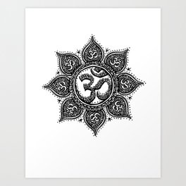 Ohm Symbol Flower Tattoo Art Print