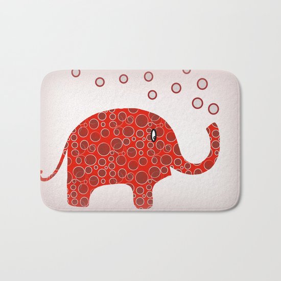 Red Circles Elephant Bath Mat