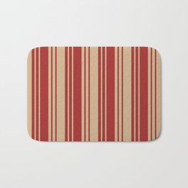 [ Thumbnail: Brown and Tan Colored Lined Pattern Bath Mat ]