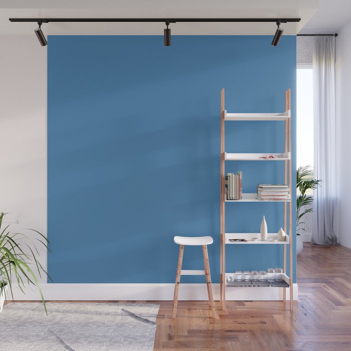 Steel Blue Colour Wall Mural By Productpics Society6
