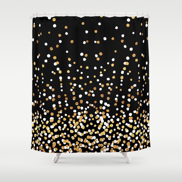 black white gold shower curtain