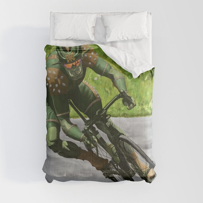 Fantasy Cyclist Bike Racing Comforter