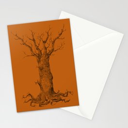 Winter Tree in Autumn Orange Stationery Cards