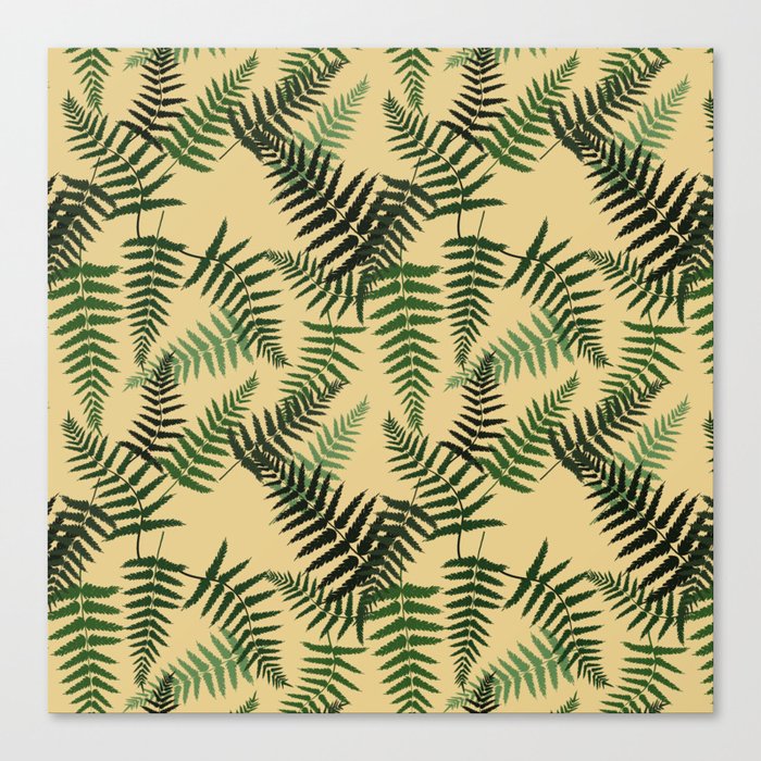 Fern Leaf Pattern on Tan Background Canvas Print
