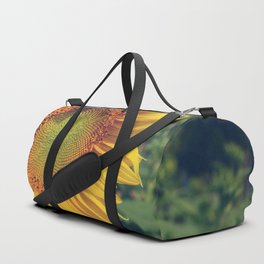 Beautiful sunflower blooming flower in the morning summer day Duffle Bag