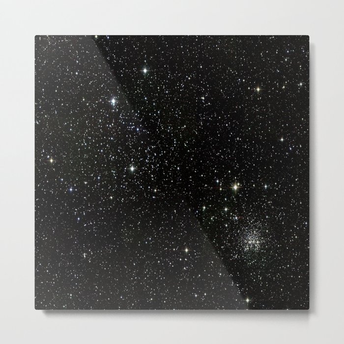 Universe Space Stars Planets Galaxy Black and White Metal Print
