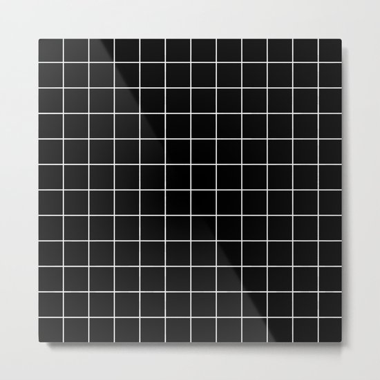 Black White Grid Metal Print