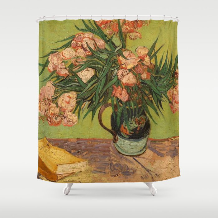 Oleanders in vase by Vincent van Gogh Shower Curtain