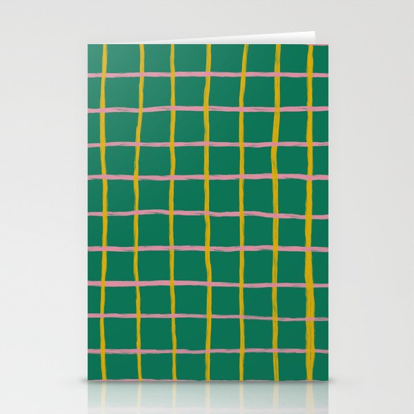 Retro Hygge Checkered Plaid in Green  Stationery Cards